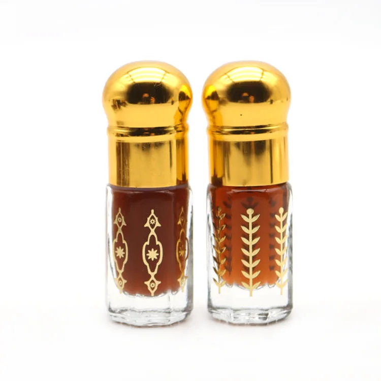 3ml 6ml 12ml Arabic Empty Octagon Gold Screw Cap Bottles Glass Bottle Vial Perfume Attar Essential Oil Oud