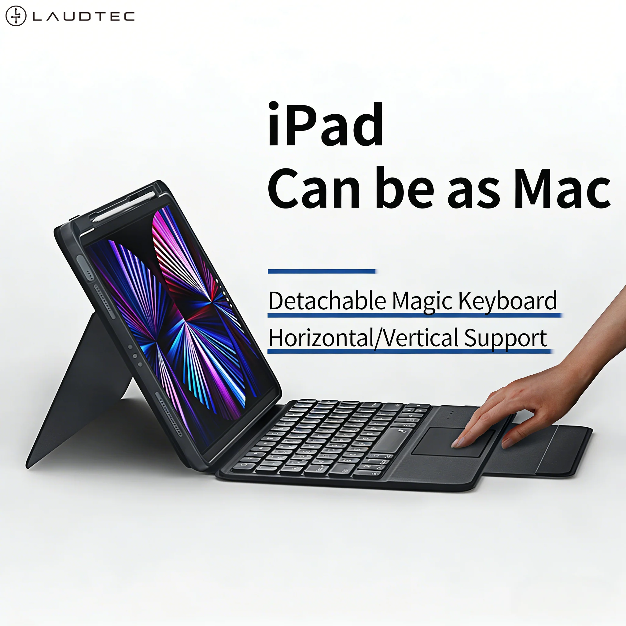 Magic Keyboard for iPad 10/11 Trackpad Stylus Holder Magic Gestures Portrait/landscape Support Sleep/wake Function Backlighting