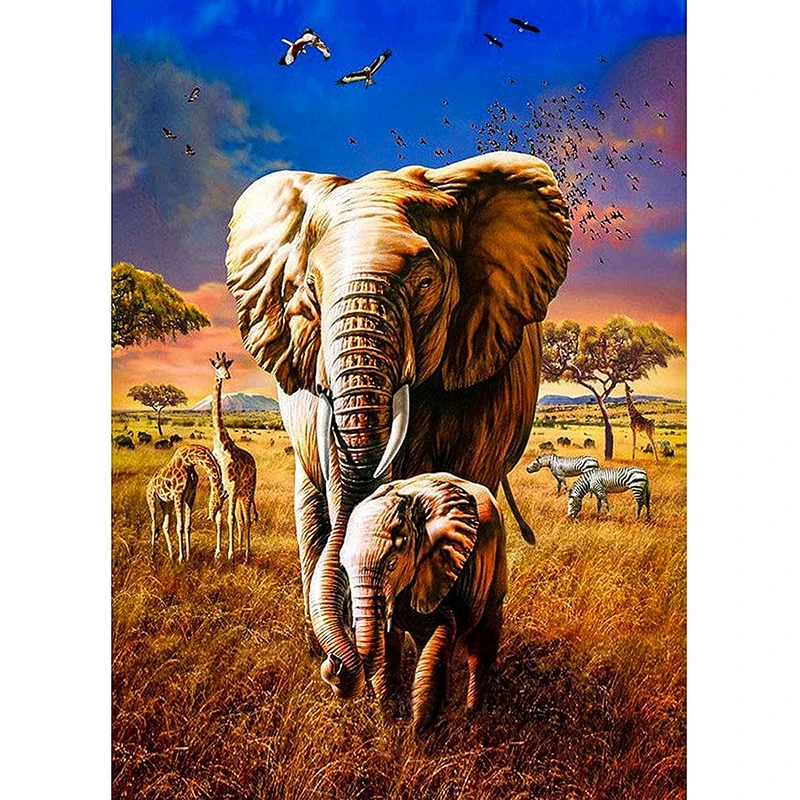 AB Shiny DIY 5D Diamond Painting Wall Art Classic Style Elephant