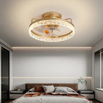 Modern Design Indoor Intelligent Remote Control LED Ceiling Fan Lamp Light Air Circulation Shake Head Feature for Bedroom