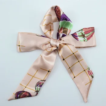 Custom Design Spring Fashion Scarf Geometric Balloon Printed Pattern 90*4Cm Polyester Bag Accessory Feature Neck Scarves