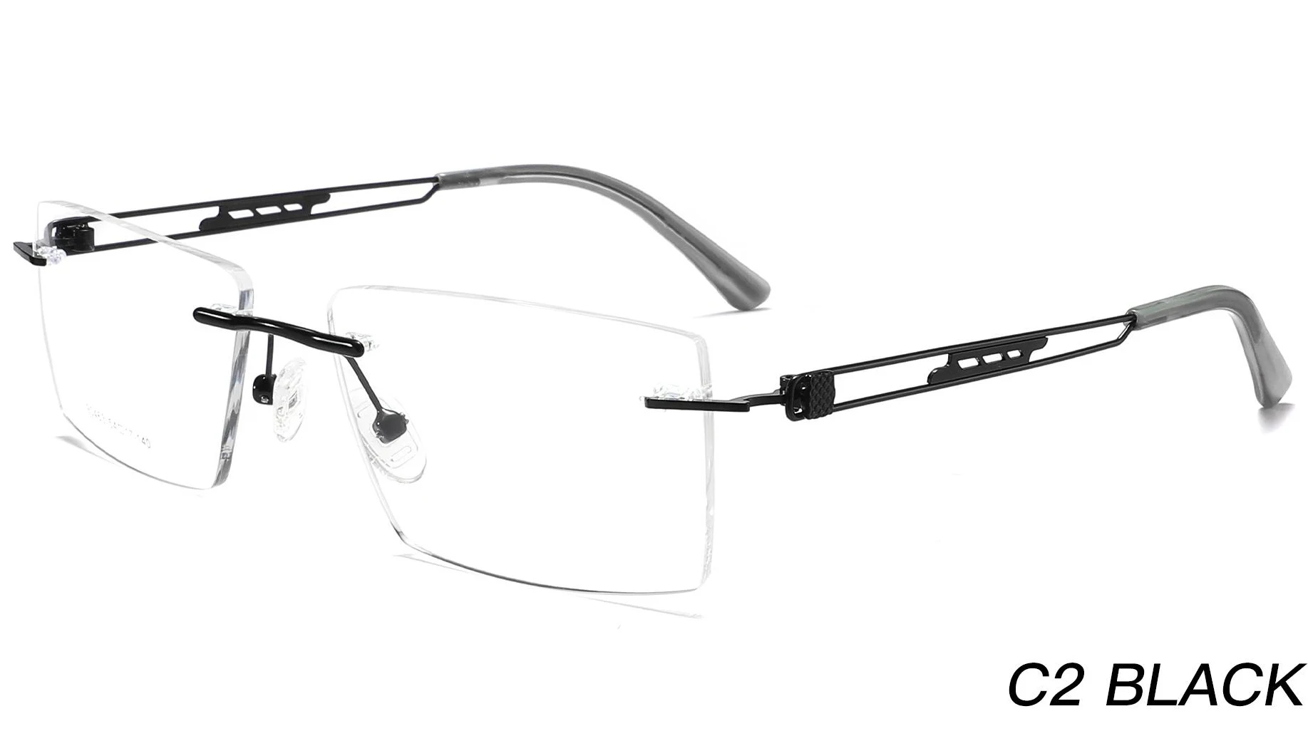 Damai 2024 Fashion Men Rimless Glasses Frame Special Design Wide Temple Frameless Optical Frame