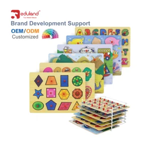 EDULAND Diy Educational Cartoon Pegged Puzzles Toy Wooden Sea Animal Shape Board for Kids' Play and Learning for 0-7 Years