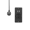 Black-1*AC Outlets+2*USB-A-EU