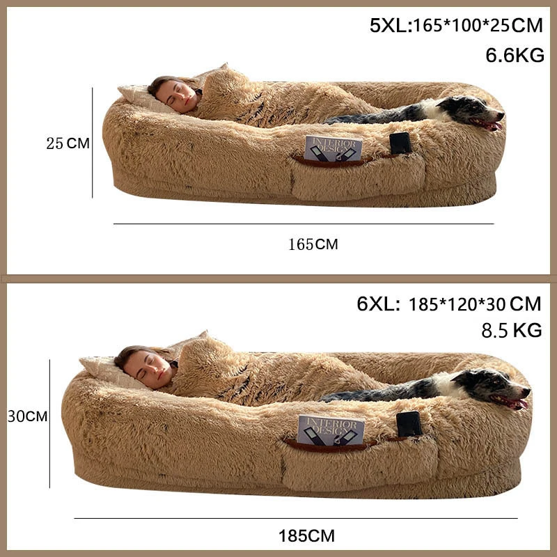 product human dog bed pet beds for humans size fits you and pets washable faux fur for people doze off napping orthopedic pillow-52