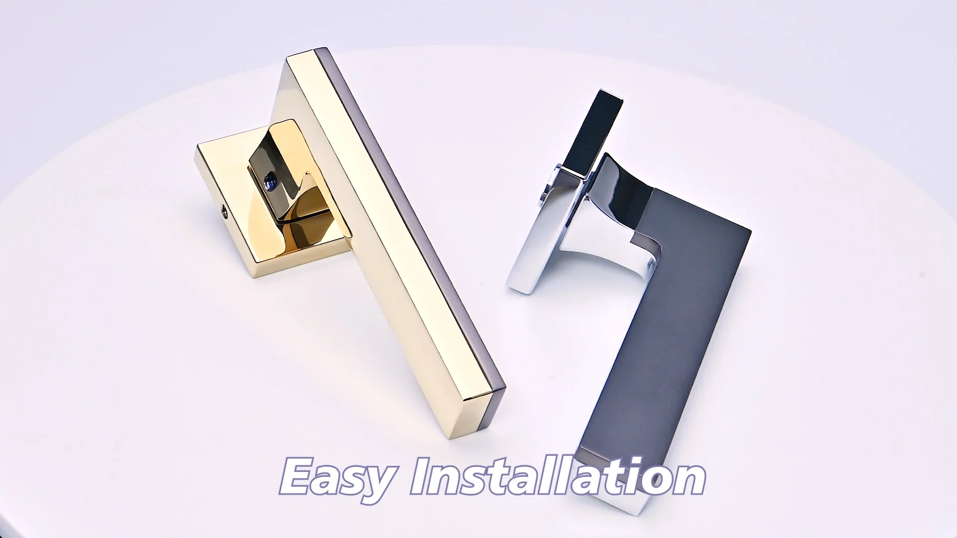 Gold Modern Safety Wooden Door Handle Lock,Zinc Alloy Privacy Door