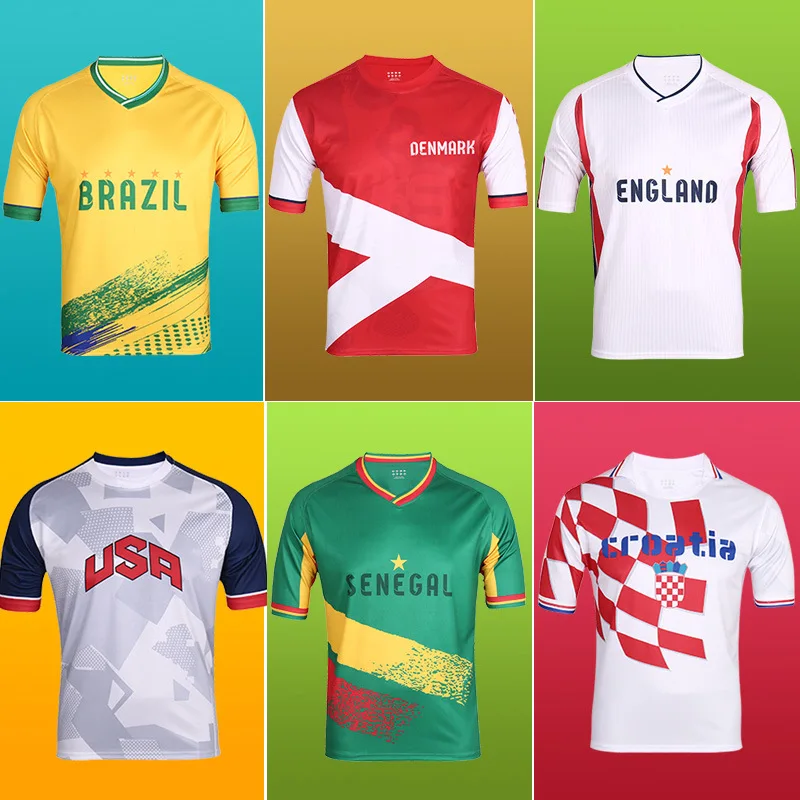 Китайская фабрика Размеры S/M/L/XL футболки футбольной команды из полиэстера для чемпионата мира по футболу 2022 года в