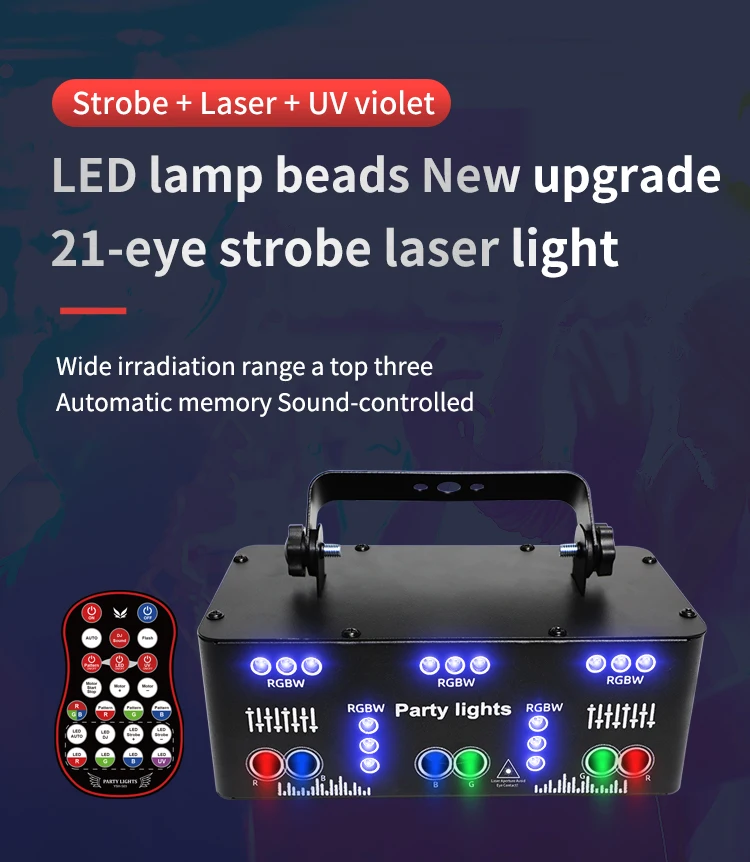 21 Lens Stage Dj Disco Lamp Dmx Beam Projector Sound Activated Parti ...