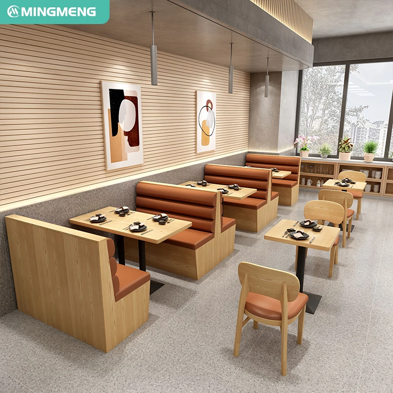 Nuova Collezione di Divanetti per Ristoranti e Caffè, Set di Tavoli e Sedie  in Legno per Fast Food