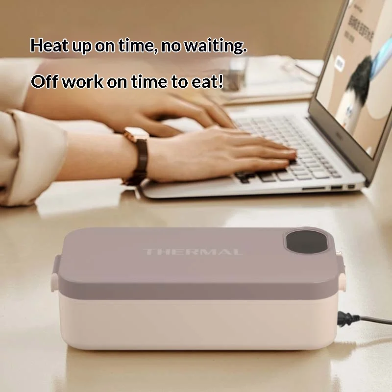 New Portable USB Rechargeable Heating Lunch Box Fast Heating Intelligent Digital Display Electric Lunch Box Warm Meals Office