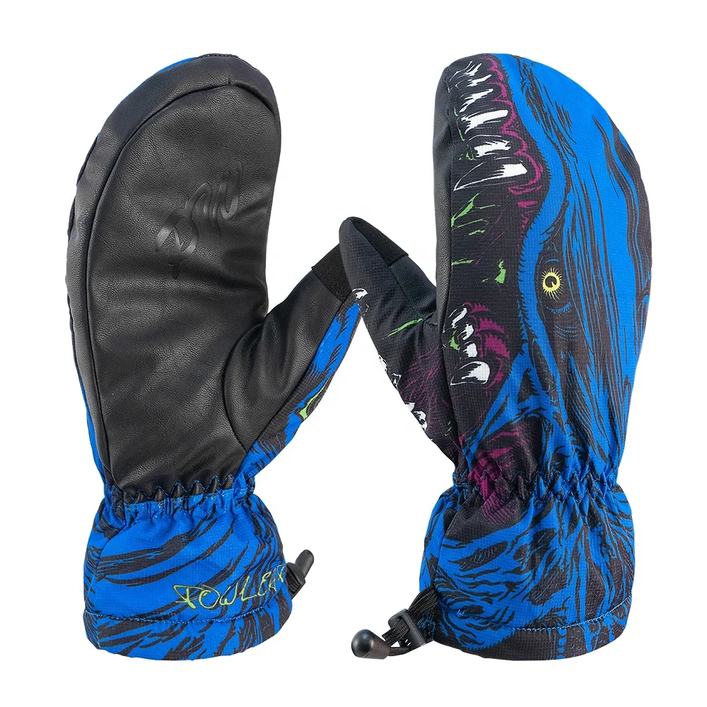 OEM ODM Custom Factory Made Sublimation Printed Waterproof Windproof Ski Gloves/leather Snowboarding Snow Mittens for Men Women