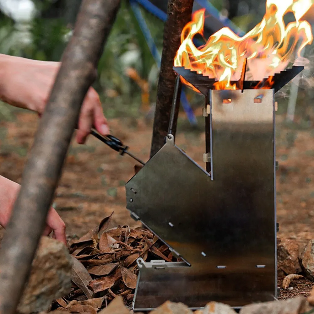 Outdoor Collapsible Wood Burning Stove Detachable Portable Stainless Steel  Rocket Stove Camp Tent Stove| Alibaba.com