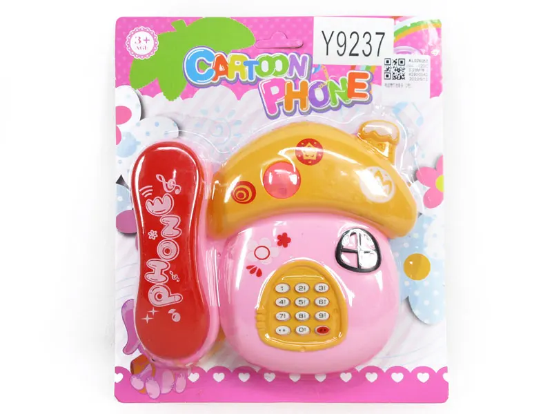 Funny Baby Electric Musical Telephone Toy Cartoon Mushroom Plastic Kid Phone Toy With Light