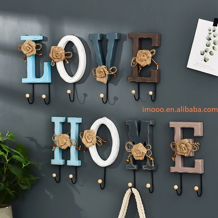 Factory Price HOME LOVE Key Holder for Wall Decoration Room Hangers Letters Key Coat Clothes Towel Hook Hat Bag Holder