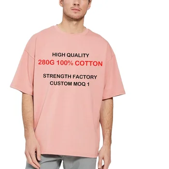 HIC High Quality Heavyweight 280gsm 100% Cotton Oversized Printed Embroidered Plain Tee plus size men's custom t shirt