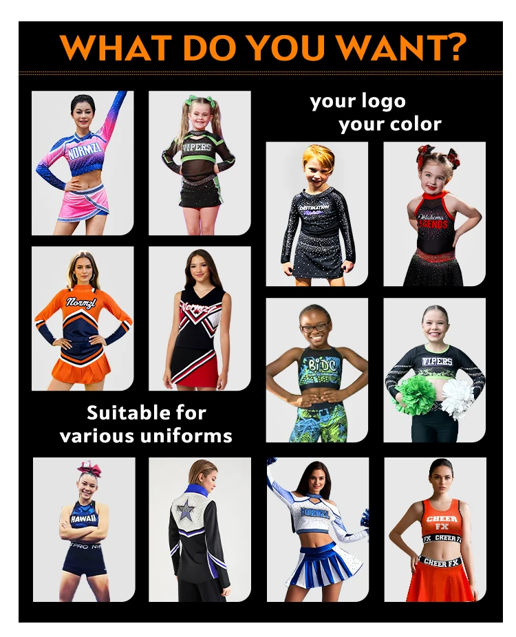 Free Design Cheer Dance Uniform Custom Sparkle Diamond Wholesale Cheerleading Outfit Girls Cheerleader Uniform