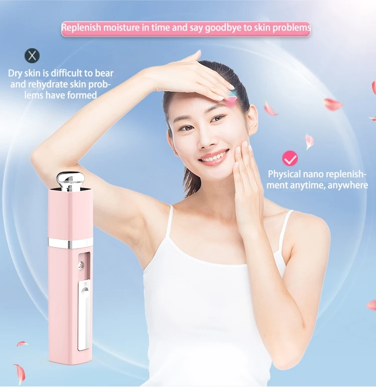 High hydration personal mini facial atomizer nano spray face vaporization facial steamer small water replenisher