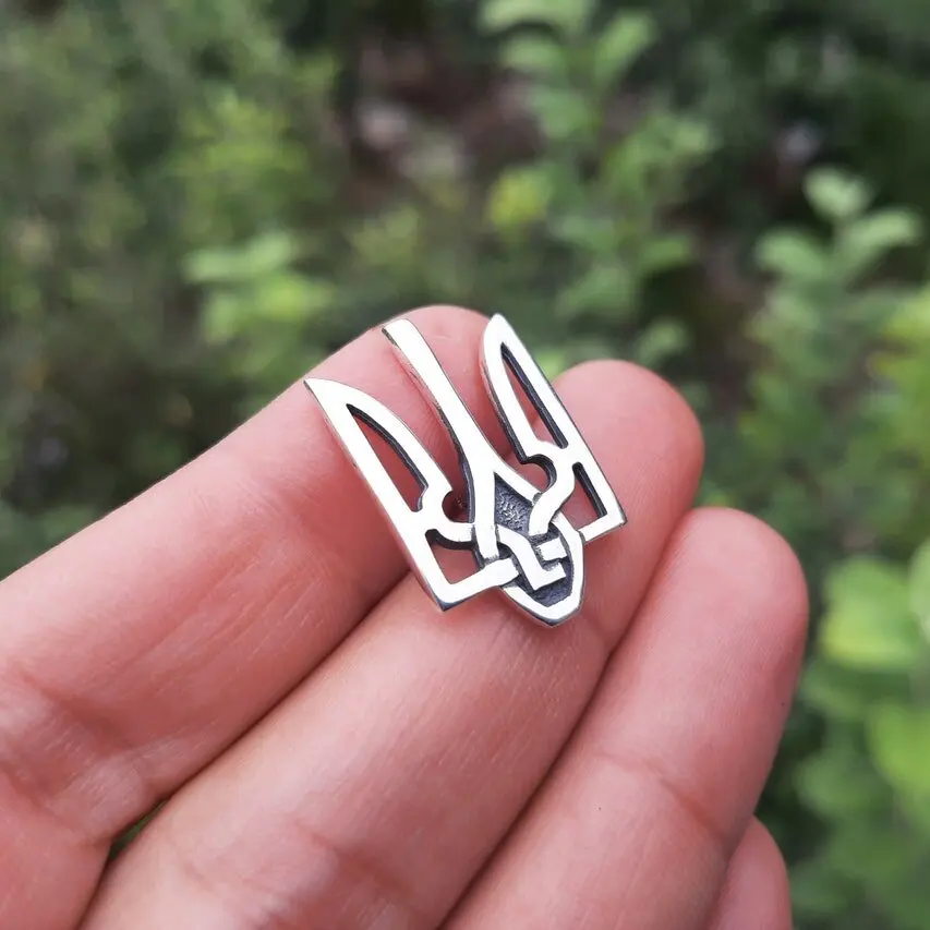 Broche Trident Ukrainien – Pin's Acier Inoxydable, Symbole Patriotique Ukraine, Badge Ukraine