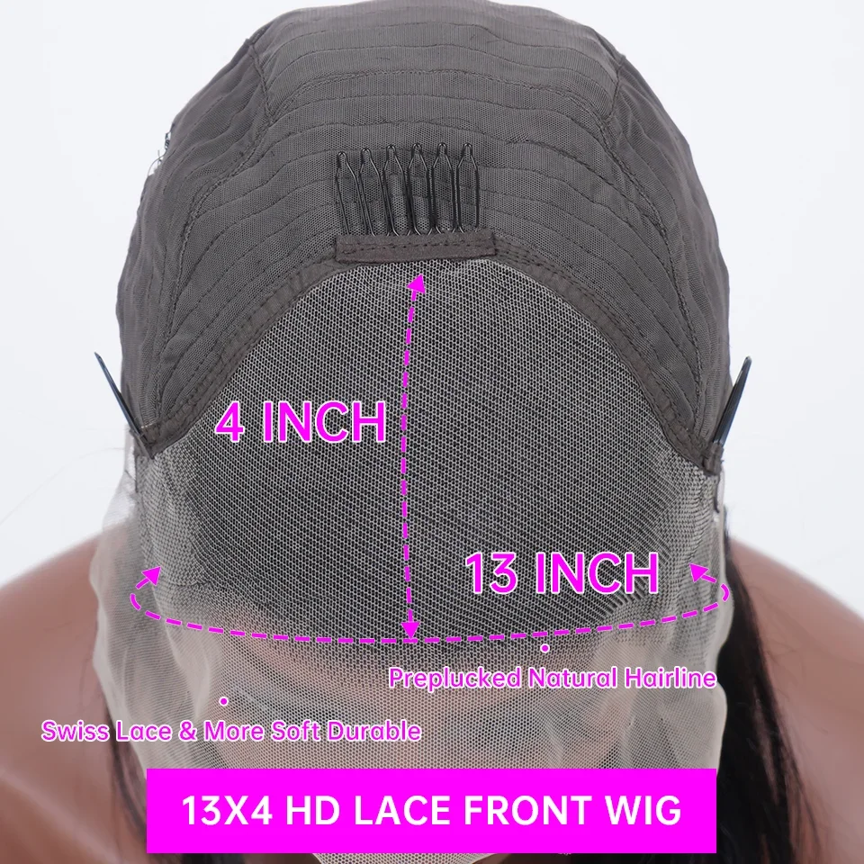 Parrucca frontale in pizzo con onde d'acqua biondo miele, capelli umani, 30 pollici, onda profonda sciolta frontale_voghion.com