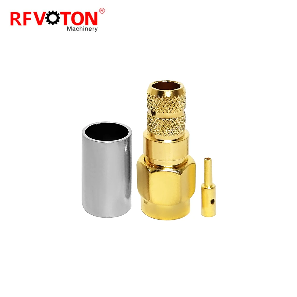Factory Supply RP SMA WTR240 Male Crimp  Plug  Cable Rf Coaxial Conector  Types Gold Plated Reverse Polarity SMA in Stock ROHS