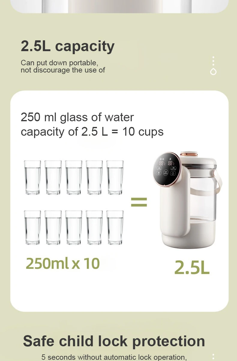 Smart Water Kettle Temperature Babies Kill Pathogenic Bacteria Baby