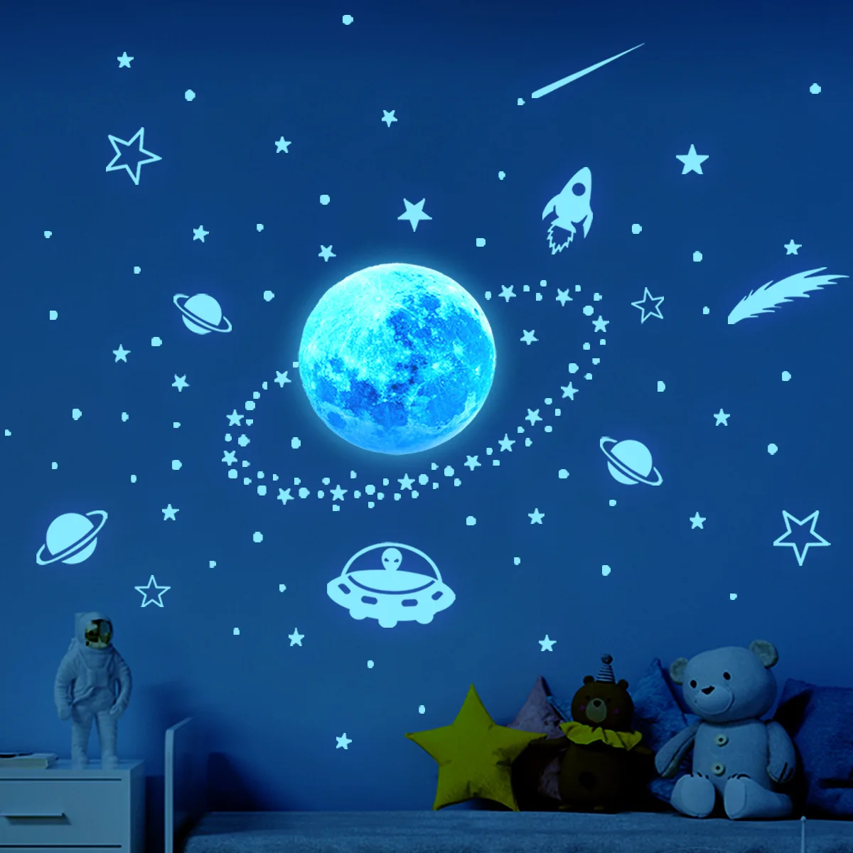 Hot Amazon 2022 New 20cm Blue Moon Glow In The Dark Kids Room Decoration  Home Wall Sticker For Bedroom - Buy Wall Sticker,Decoration Wall Sticker, Glow In The Dark Stickers Product on 