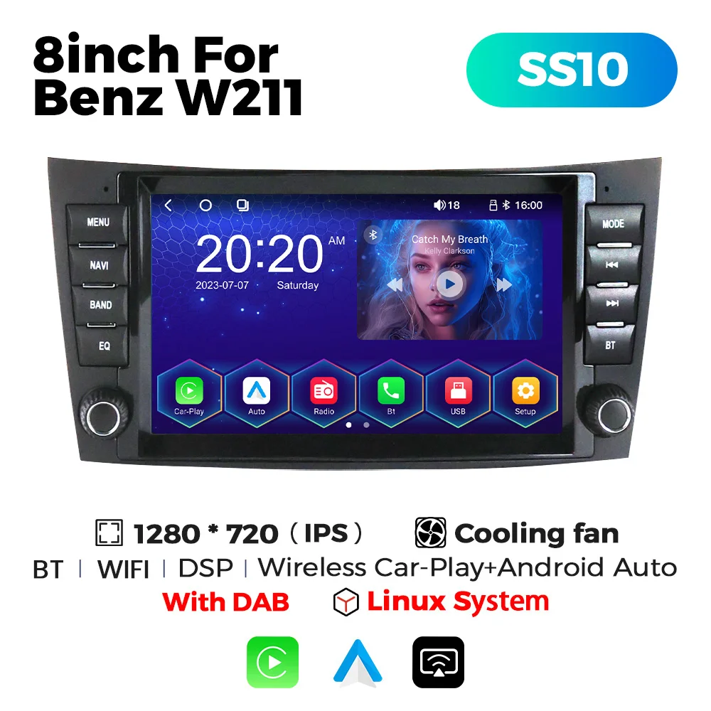 MEKEDE SS10 Linux System IPS Touch Screen Car Stereo for 8 Inch Benz W211 Support Rear Camera DAB