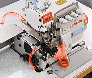 Used High Speed Taiwan China Siruba 747L Four-thread Overlock Sewing Machine With Automatic Trimming