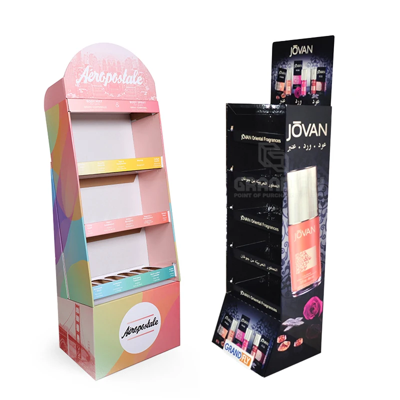 Custom Retail Cardboard Floor Cosmetic Display Stand Rack Unit for Cosmetic Makeup