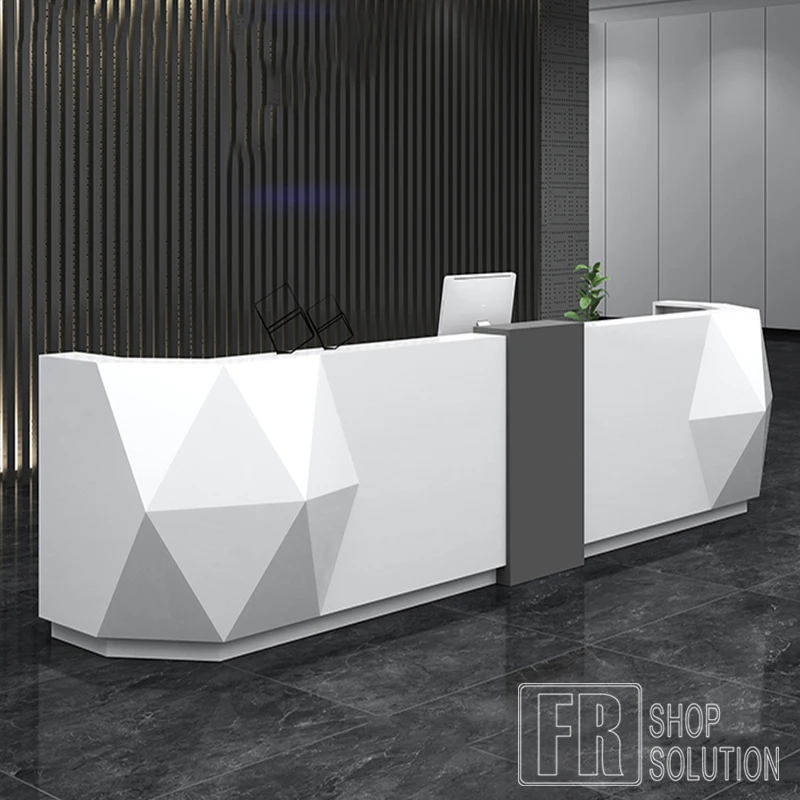White Curve Reception Counter Modern Hotel Reception Desk Direct Factory Made Office Furniture