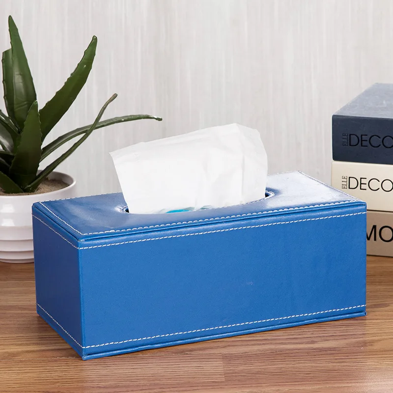 Luxury Design Plain Rectangular Soft Pu Leather Gold Napkin Holder Tissue Box with Cover for Hotel Farmhouse