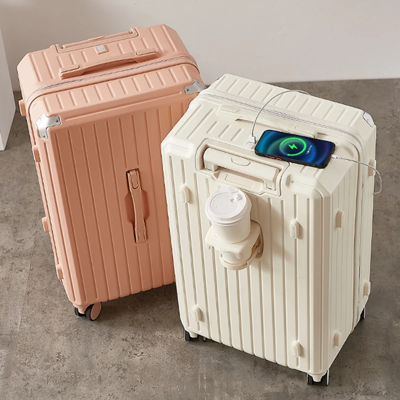 Multi Functional Luggage with 3 Handle New Fashionable Suitcase Trolley Luggage Travel Bags with Cup Holder Luggage Set