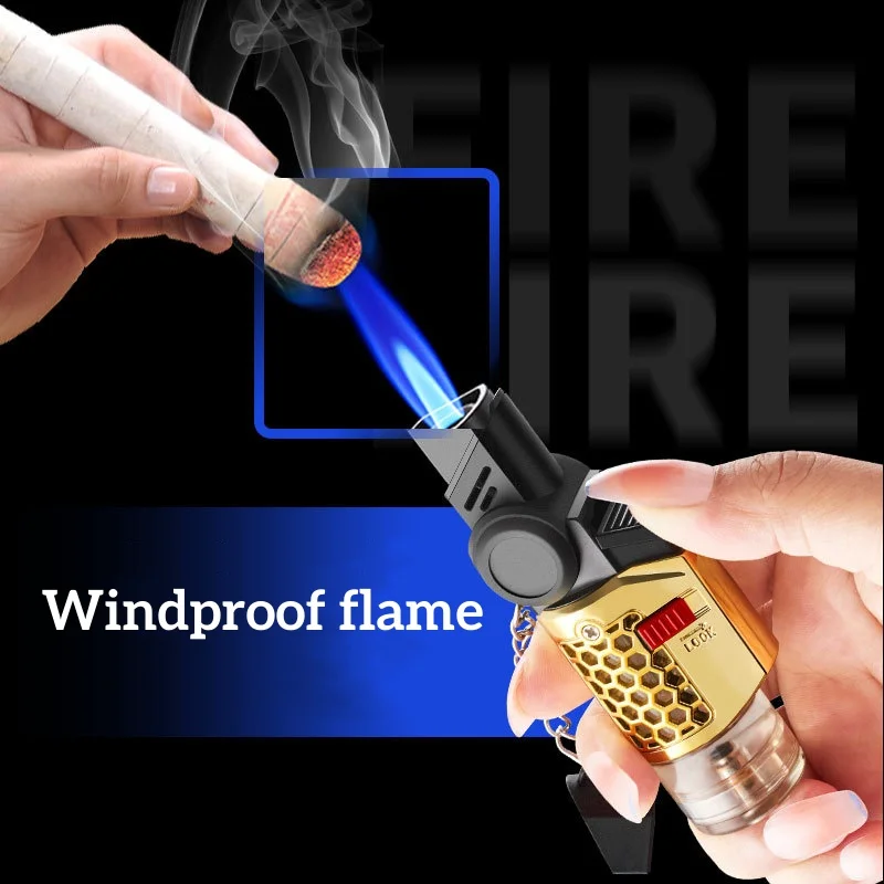 Butane Refillable Torch Lighter, Rotatable Head, Windproof, Multi Utility Mini Lighter for Candles Fireplaces Campfires Grill