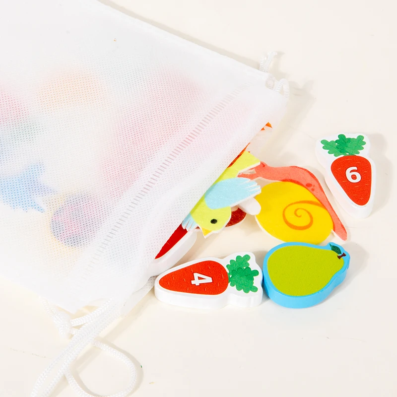 Montessori Early Education Wooden Toys Creative Animal Fruit Felt Sticker Tree Toy for Toddlers Fine Motor Skill Development