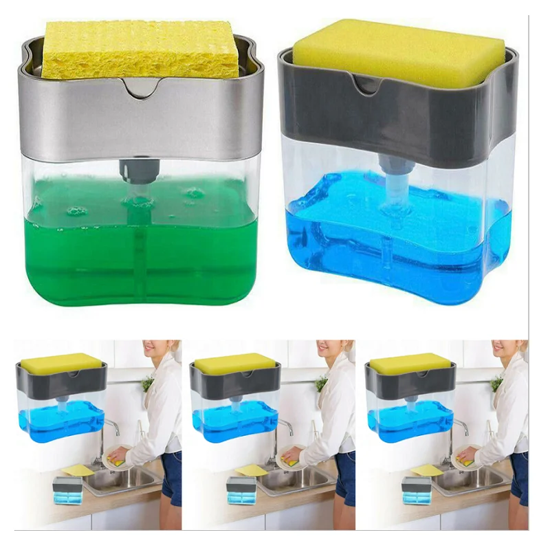 2-in-1 Soap Pump Dispenser with Sponge Holder, for Your Kitchen