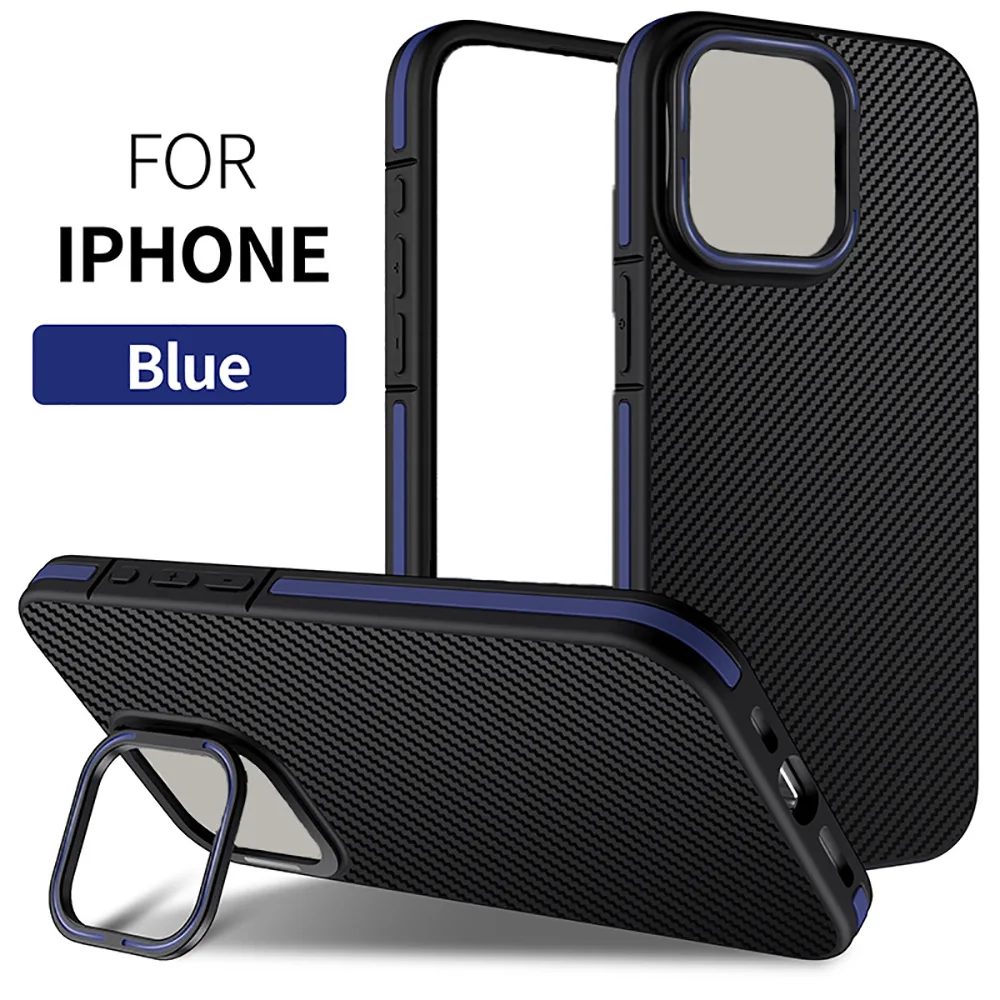 Funda de teléfono de fibra de carbono Laudtec Sjk907 soporte para marco de cámara carcasa delgada cubierta de negocios simple para Iphone 16 15 14 13 Plus Pro Max  