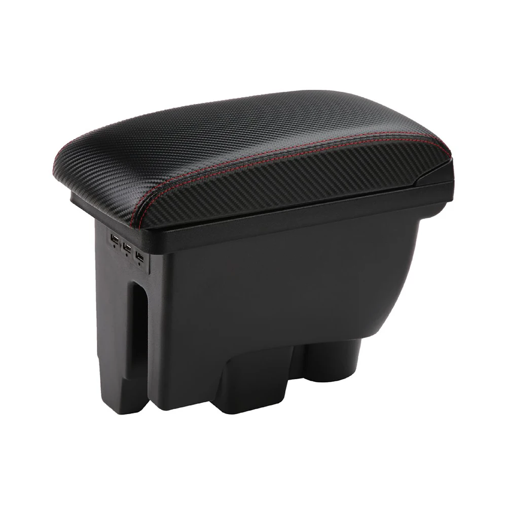 Car Armrest Center Console Armrest Pad Waterproof Faux Leather Armrest Seat Box Cover Black