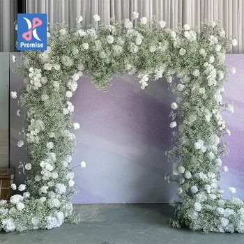 Promise Birthday Decoration Silk Artificial Flower Arch Wedding Flower Arch White Rose Baby Breath Flower Arch