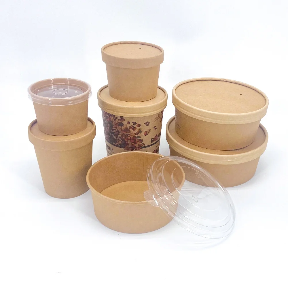 Factory Instant Noodles Paper Cup PLA Coating With Sealing Film Hot Ramen Paper Container Microwaveable