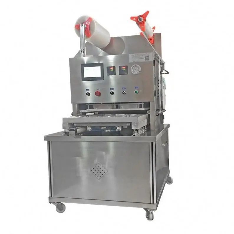 TEBAK Vertical Nitrogen Flushing Tray Sealing Machine, Pneumatic Tray Sealing Machine, Suitable for Sealing of Beverages, Food