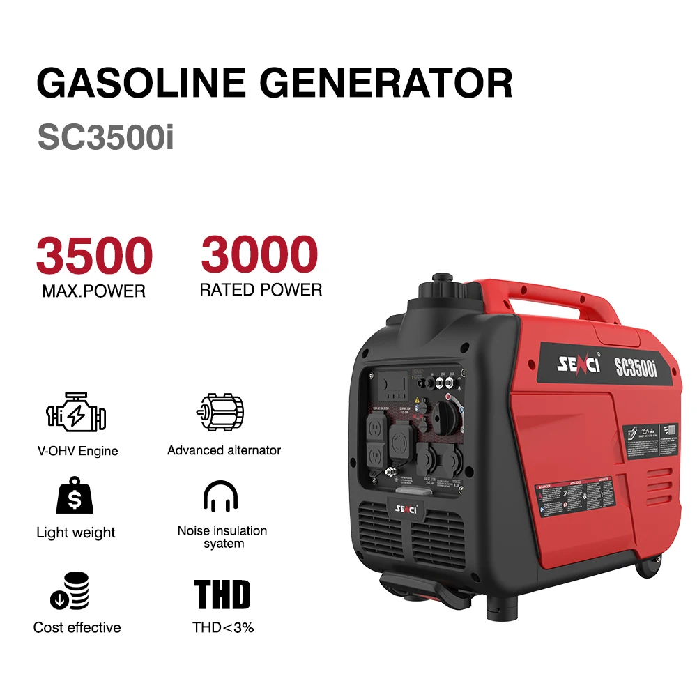 Senci Petrol Portable Inverter Generator 3000w Silent Gasoline Generator 3500 Watt Light Weight for Home Camping