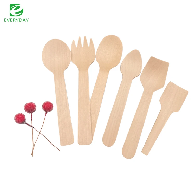Eco-Friendly Disposable Birch Wooden Spoons for Ice Cream Tasting Odorless and Small Mini Cutlery