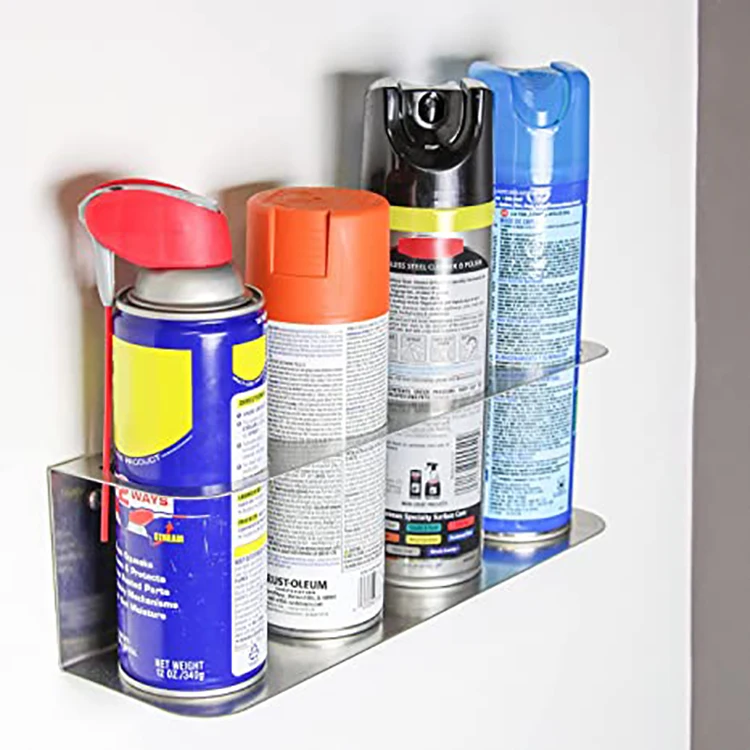 Jhmech Aerosol Spray Bottle Holder Stainless Steel Wall Shelf Rack