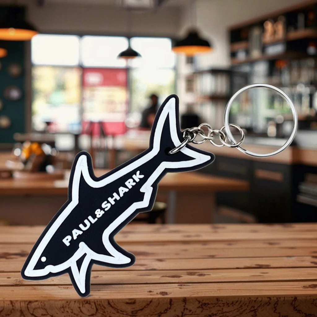 Customized Stylish Double-Sided PVC Shark Pattern Keychain PVC Bag