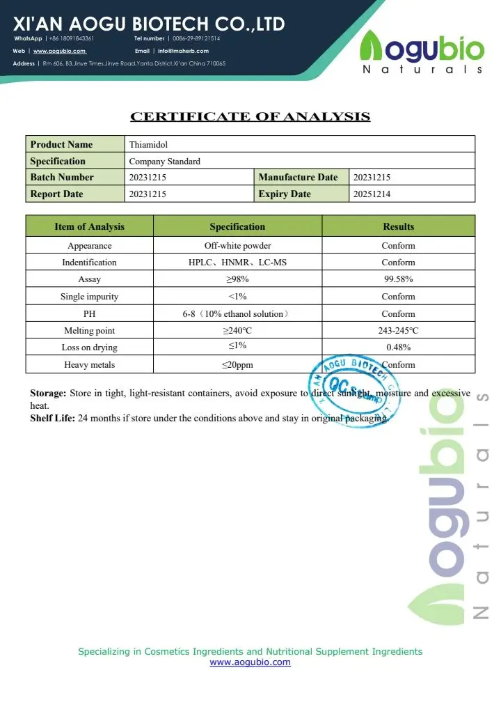 Aogubio Thiamidol Powder Cas 1428450956 Isobutylamido Thiazolyl