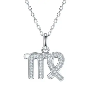 Virgo S925 silver platinum-plated necklace Moissan-diamond D class necklace pendant