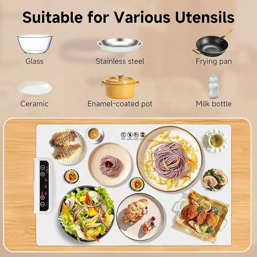 定温家庭用必須シリコーン食品保温マット 折りたたみ式保温プレート ポータブル家庭用加熱保温プレート 6