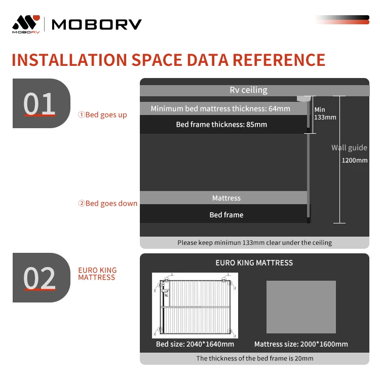 MOBORV Recreational Vehicle Motorhome Part RV Accessories BED LIFT Electric SYSTEM Mechanism 12V 24V