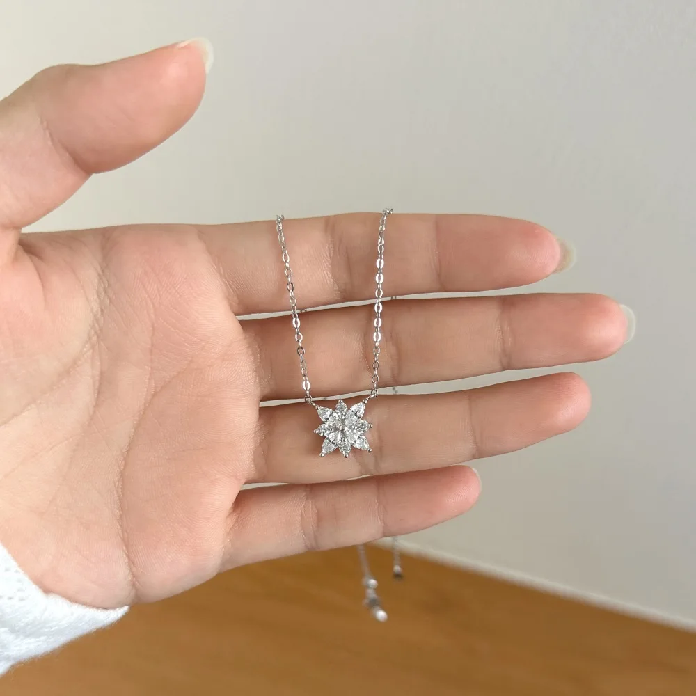 KAKODIY Fine Jewelry Customizable 925 Sterling Silver Chain 5A Zirconia Snowflake Pendant Necklace detail 3