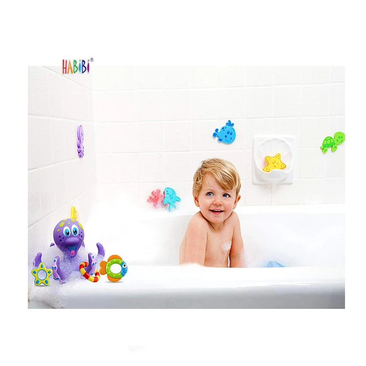 Экологичные забавные мультяшные Детские Игрушки для ванны в виде осьминога, Резиновые Игрушки для ванны для детей